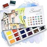 Sonnet Aquarellfarbkasten Set - 24 kräftige Studio Aquarellfarben - Hochwertige Künstler-Aquarelle von Nevskay