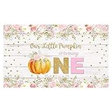 Funnytree Hintergrund für Herbst 1. Geburtstag, Fotografie, Our Little Pumpkin is Turning One Sweet Girls Floral Party Kuchen Tisch Dekorationen Banner Photobooth Supplies 1,5 x 0,9