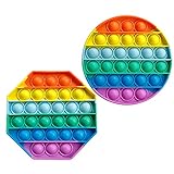 MaQue Regenbogenfarbenes Push-Pop-Bubble,pop it Fidget Toy Set,Silikon Sensorisches Zappeln Spielzeug für Autismus und ADHS, spezielle Bedürfnisse, Stressabbau, erhöhen Sie den Fokus(Kreis+Achteck)