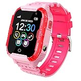 PTHTECHUS Kinder Smartwatch Telefon - Smartwatch Kinder Uhr Telefon Anruf Mit SOS Schrittzähler Videorecorder Taschenlampe MP3-Musik 7 Spiele Wecker, Geschenke für Mädchen von 6-10 Jahren, R