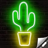 Kaktus LED Neonlichter USB-Aufladung Cactus Führte Leuchtreklame Dekorative Lampe Licht Neon Nachtlicht Dekor für Weihnachten Geburtstag Hochzeit Party Kinderzimmer Wohnzimmer Wand (Mit Schalter)