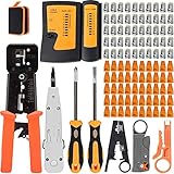 LUBEIN Testgerät Kabeltester LAN Reparaturwerkzeuge Netzwerk Werkzeug Set Netzwerk-Tool-Kit für RJ45 RJ11 Cat5 Cat6 Kabel (Orange)