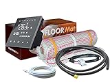 Komplett-Set elektrische Fußbodenheizung Ecofloor 200 W/m² mit Thermostat RT-50 schwarz (9 m² - 0,5 x 18 m)