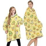 Loalirando Oversized Hoodie Decke Flauschige Fleecedecke Hoodie für Damen Herren Kinder Tragbare Kapuze Decke mit großer Tasche Gr. One size, Gelb –