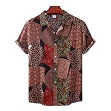 ZDDHOODY Herren Hemden Kurzarm-Hemden Männer Freizeit-Hemd Männer Hawaii Hemd Kurzarm Regulär fit Sommer Floral Gedruckt Hemd Hawaiihemd Strandhemd Kurzarm Urlaub Hemd Freizeit Reise H
