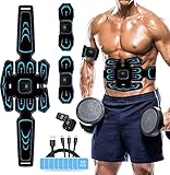 Queath EMS Trainingsgerät, Bauchmuskeltrainer, USB-Wiederaufladbarer Tragbarer Muskelstimulator, 6 Modi & 9 Intensitäten, Bauchtrainer Elektrisch für Bauch, Arm, Bein-Fitness Trainings Gang