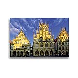 CALVENDO Premium Textil-Leinwand 45 x 30 cm Quer-Format Münster - Das Rathaus, EIN gotischer BAU aus der Mitte des 14. Jahrhunderts, Leinwanddruck von Paul Michalzik