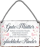 schilderkreis24 – Blechschild Schöner Spruch “Gute Mütter haben verstaubte Regale.“ Deko Küche Vintage Geschenkidee Geburtstag Weihnachten Muttertag Frau Mama Oma 18x12