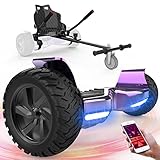FUNDOT Hoverboards mit Sitz, All-Terrain-Hoverboards mit Hoverkart,8,5 Zoll Go-Kart mit Self Balancing Scooter, Offroad-Hoverboards mit Bluetooth-Lautsprecher,APP, LED,Geschenk für Kinder Erw