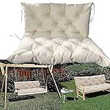 SRHMYJJ Sitzkissenkissen,Wasserdichtes Sitzkissen mit Rückenlehne,2 oder 3 Sitzer Gartenbankkissen Schaukelkissen,Ersatz Sitzkissen für den Garten im Freien (Off White 59x39x4in)