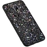 Uposao Kompatibel mit Samsung Galaxy J5 2017 Hülle Glitzer Bling Glänzend Mädchen Sterne Diamant Strass Transparent Silikon Schutzhülle Durchsichtig Klar Crystal TPU Tasche Handyhülle,Schw