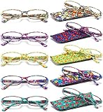 VEVESMUNDO Lesebrille Damen Herren Modern Federscharnier Blumen Lesehilfe Sehhilfe Brille Leicht Vintage mit Brillentasche 1,0 1,25 1,5 1,75 2,0 2,25 2,5 2,75 3,0 3,5 4,0