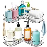 Duschregal Eckregal,NICCU Badezimmer Regal,Duschablage Ohne Bohren mit Selbstklebendem Aufkleber für Küche und Badezimmerzubehör (2 Stück,Schwarz)