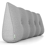 Bequemes Rückenkissen Sofa, Bett 140cm - Oeko-TEX Leinen Bezug - Modernes Keilkissen Bett mit Mittelharter Polsterung - Perfektes Lesekissen, Wandkissen, Rückenlehne by DYNMC YOU
