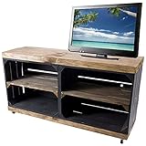 moooble TV-Schrank aus Regalkisten schwarz und „Used“ auf Rollen 100cm x30cm x50cm Fernsehtisch Black braun klassisch Weinkisten Tisch Schrank Vintage Obstkiste Fernsehregal Mehrzweck W