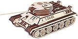 EWA Eco-Wood-Art Tank EWA EcoWoodArt 3D Holzpuzzle für Jugendliche und Erwachsene-Mechanischer Panzer T-34-85 Modell-DIY Kit, Selbstmontage, N