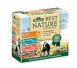 Dehner Best Nature Katzenfutter Multipack, je 2 x Kalb, Wild, Huhn & Kaninchen, im Beutel, 8 x 85 g (680 g)