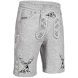 PAULGOS Herren Trachten Jogginghose, Optik Trachten Lederhose, Kurz in 3 Farben Gr.S-3XL JOK4 (XL, Hellgrau)