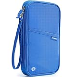 VanFn RFID Travel Passport Wallet, Family Passport Holder, Trip Document Organizer P.Travel Series (Nylon - Blue)