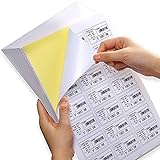 A4 bedruckbares glänzendes Aufkleberpapier Selbstklebende Aufkleberetiketten Papier für Tintenstrahl- und Laserdrucker Vollblattetikett (65 Blatt)