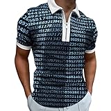 Herren Poloshirt Bunt Tshirt Gedrucktes Reißverschluss Kurzarm Polohemd Regular Fit Basic Golf T-Shirt Freizeit Herren Umlegekragen Polo Shirt Henley S