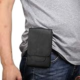 Leder Handy Gürteltasche mit Gürtelclip, Vertikal Gürteltasche Handy Leder Schwarz, 6.9' PU Leder Handytasche Hüfttasche Bauchtasche Telefon Holster Handyhülle mit Gürtel Schlaufe Karabinerhak