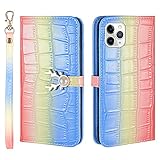 6City8Ni Hülle Case Flip Leder Phone für iPhone 13 Pro Max,Shockproof Leather Wallet Card Slots Gems Bling Shiny Magnetic Clasp Kickstand Cover for iPhone 13 Pro Max