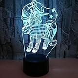 FREEZG nachtlicht steckdose Einhorn Sterne Tier Cartoon Console Illusionslampe mit Fernbedienung + Touch 7 Farbblinken Wechseln + Kinderzimmer Geschenk