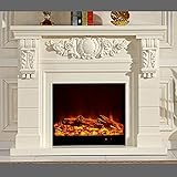 hkwshop Elektrischer Kamin Elektrischer Kamin Insert Feuerfeld Brenner Kamin Set Holz Mantel Wohnzimmer Kamin Künstliche optische Flamme E-Kamin/Elektrokamin (Color : White Without Heater)