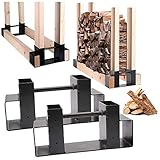 MILONT Holzregal, Holzregal, Kaminregal, Aufbewahrung, Schmiedeeisen, Stapelwerkzeuge und Heimwerkerverbesserung, Schw