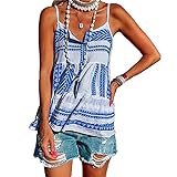 YANGPP Sommer Damen Print Chiffon Beach Gestreifte Damen Camisole-Farbe Blau, XL