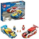 LEGO 60256 City Rennwagen-Duell, Konstruktionsspielzeug mit Rennauto und 2 Minifiguren von Rennfahrern, Rennwagen, Spielzeug ab 5 J
