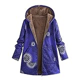 Zip Up Kapuzenpullover Damen Übergroße Hoodie Jacke Decke Weiche Warm Mantel mit Plüschfutter Oversize Plüsch Hooie Jacke Elegant Retro Steppjacke Warme Übergangsjacke Lang Fleecejack