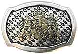Brazil Lederwaren Gürtelschnalle Löwen mit Wappen | Buckle Wechselschließe Gürtelschließe 40mm Massiv | Für die Tracht | bicolor s/g