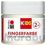 Marabu 03030050070 - Kids Fingerfarbe weiß 100 ml, Fingermalfarbe auf Wasserbasis, parabenfrei, vegan, laktosefrei, glutenfrei, geeignet zum Malen in Kindergarten, Schule, Therapie und zu H