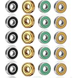 608 ZZ Kugellager, 20 Pack 608zz Skateboard Bearings Metall Double Shielded Miniatur Rillenkugellager für Skateboard Roller Inline Skates 8mm x 22mm x 7mm -Schw