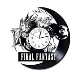 Kovides Final Fantasy Vinyl Art Video Game Gift LP Vinyl Retro Schallplatte Wanduhr Exklusives Geburtstagsgeschenk für Gamer Finale Fantasy Uhr Weihnachtsgeschenk Videosp