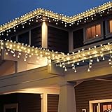 [240 LED] Lichterkette, 9M 8 Modi Lichterkette Außen Strom Weihnachtsbeleuchtung Wasserdicht Außen/Innen LED Lichterkette mit Memory-Funktion für Garten Balkon Weihnachtsbeleuchtung Außen, Warmweiß