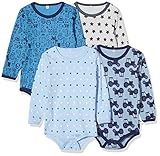 PIPPI Unisex Baby 4er Pack Aufdruck, Langarm Formender Body, Blau (Blue 725), 98