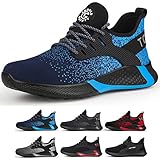 tqgold Sicherheitsschuhe Herren Damen S3 Sportlich rutschfeste Arbeitsschuhe mit Stahlkappe Leichtgewich Breathable Schuhe(Blau,Größe 43)