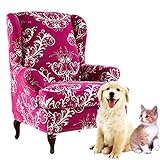 Sesselbezug für Ohrensessel Überzug Husse Bezug Sesselhusse 1 Sitzer Rosa Jacquard Sessel-Überwürfe 2 Stück Schutzbezug Sesselschoner für Relaxsessel F