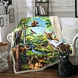 FDCSYP Decken,Cute Wald Tier 3D Drucktuch Mädchen Jungen Weichen Bett Wirft,Sherpa Decke Bettwäsche Plüschsofa Decke Geschenke Für Kinder Erwachsene Frauen,150×200Cm/60X80 Z