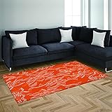 Teppiche Orangefarbene Blumen Flanell Teppiche 80x160cm Lange Teppiche Weiche Teppiche Wohnzimmer Teppich Schlafzimmer Teppiche Kinderzimmer Langlebig Non Shedding