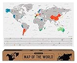 Weltkarte zum Rubbeln I Scratch off Map I Silber I 68 CM x 43 CM I Englisch I Landkarte zum Rubbeln I Weltkarte zum Freirubbeln I Rubbelweltkarte I Weltkarte zum Freikratzen I S