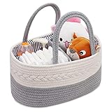 Baby-Wickeltasche, Aufbewahrungskorb für Babys, für Neugeborene, Windelaufbewahrungskorb für Baby, 3 Fächer, Aufbewahrungskorb für Babyzimmer, reine Baumwolle, Seil, Aufbewahrungskorb, Baby-Party