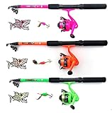My-Fishing-World Fladen Kinder Starterset Kinder Ruten Kinder Angeln/inkl. Schlüsselband Gratis (Pink)