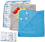 Simple Joys by Carter's 8-Piece Towel and Washcloth Winter-Zubehör-Set, Haifisch/Dinosaurier, Einheitsgröß