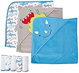 Simple Joys by Carter's 8-Piece Towel and Washcloth Winter-Zubehör-Set, Haifisch/Dinosaurier, Einheitsgröß