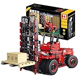 Technik Ferngesteuerter Gabelstapler Groß Gabelstapler Bausteine Modell mit Fernbedienung und Motoren, Klemmbausteine Bauset Kompatibel mit Lego Portier der Stadt Sechsrad Heavy L