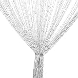 TRIXES weiß Fadenvorhang im Tautropfen Design als Raumteiler Fliegenschutz oder als Festliche saisonale Dekoration Voller Größe: 90cm x 200cm - Vorhäng